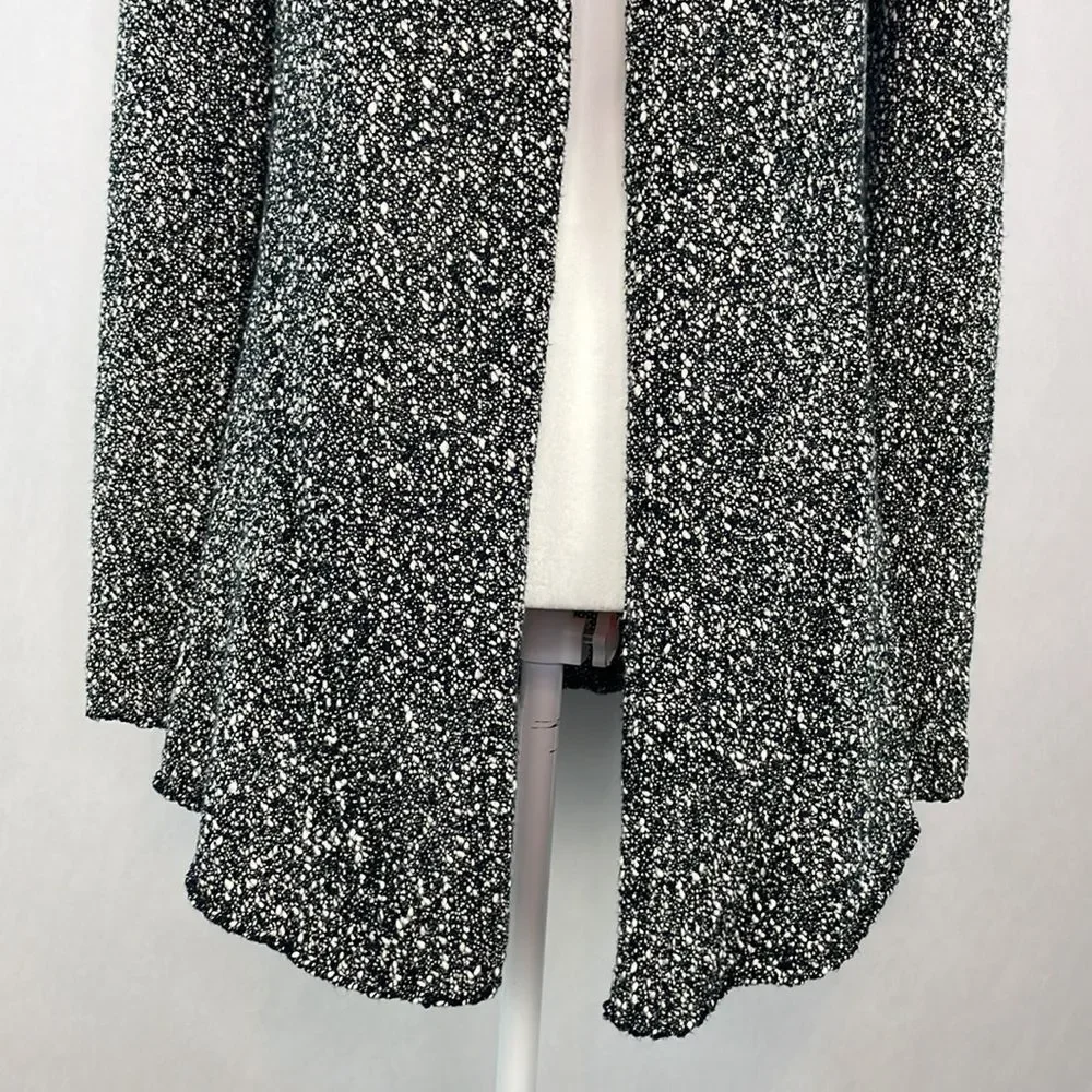 Eileen Fisher Black and White Tweed Open Front Cardigan Sweater. Size Small Pet.
